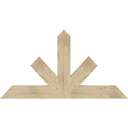 Ekena Millwork Saratoga Rough Sawn Timber Gable Bracket, Douglas Fir, 60"W x 32"H x 4"D x 6"F, 13/12 Pitch GBW060X32X0406SAR00RDF